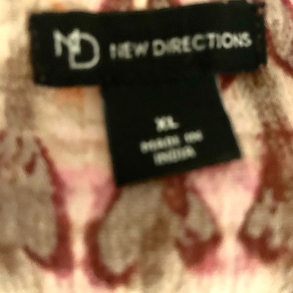 New Directions Peach Brown and Cream Patterned Blouse - Picture 6 of 6